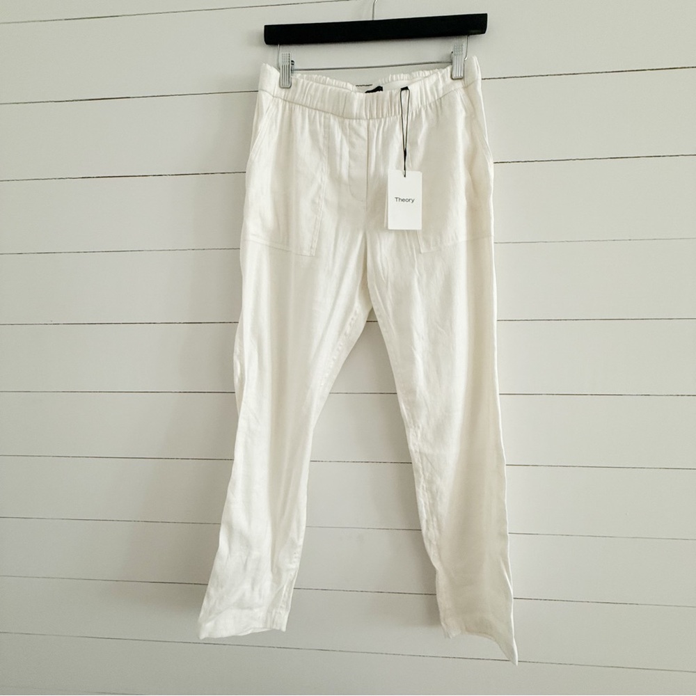 Theory Women's White Linen Utility Pants
